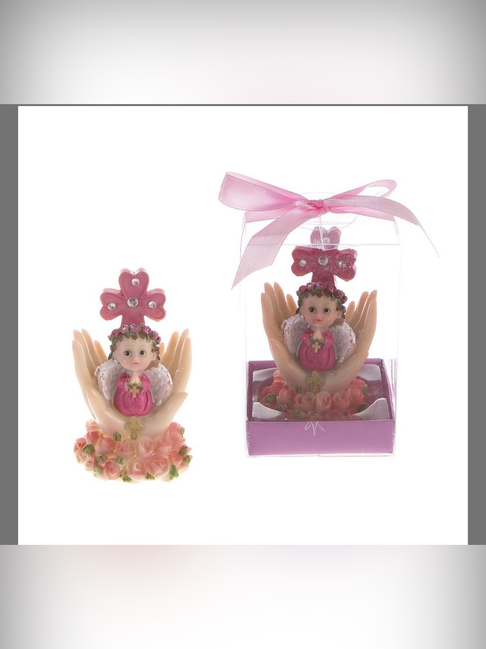 Lunaura Religious Keepsake - Set Of 12 "Girl" Baby On Palm Wearing Color Clothes